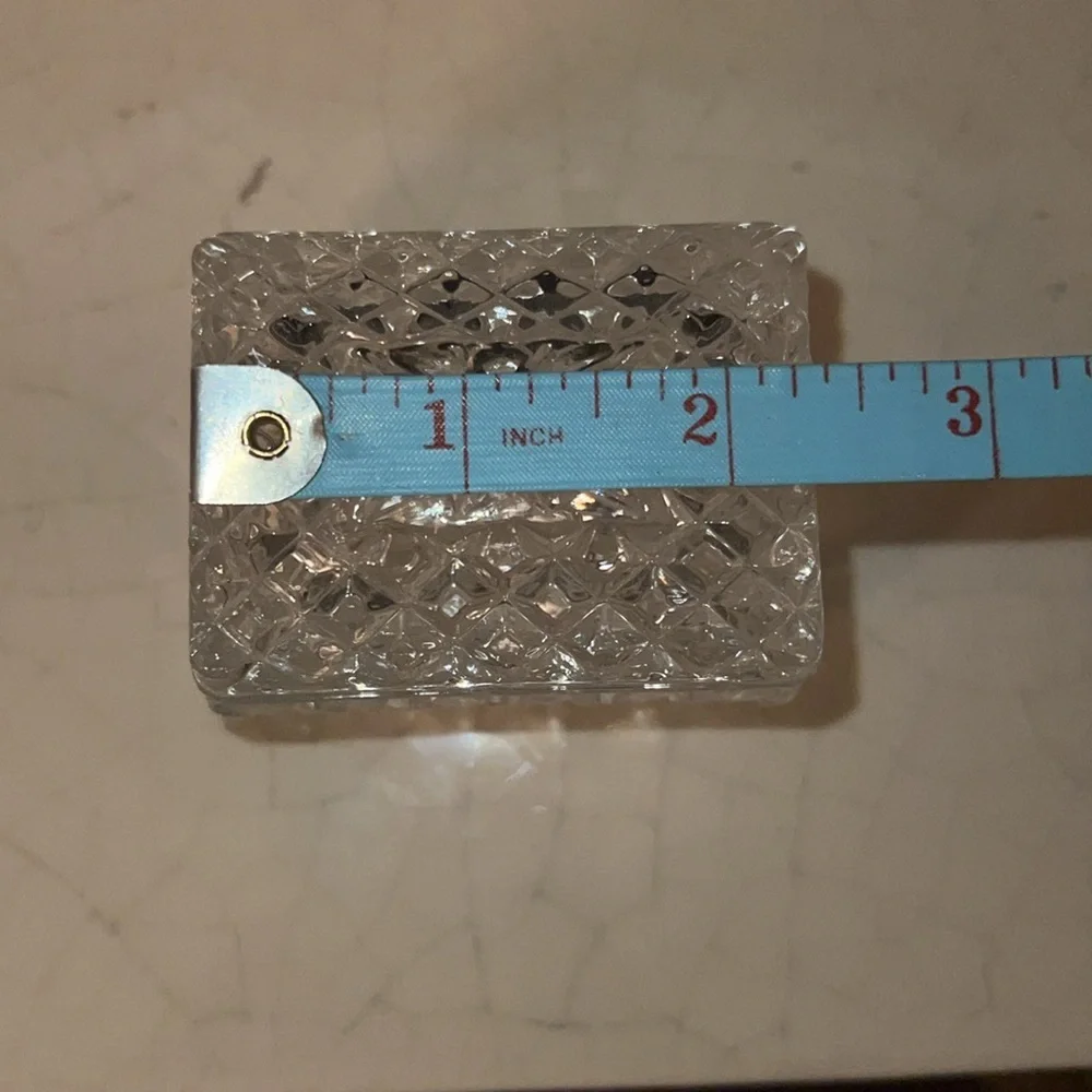 Cut Glass Princess Trinket Box, Pressed Glass Rectangular Tiny Glass Container